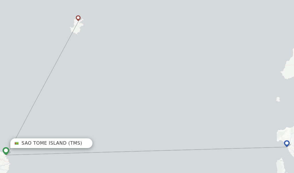 Route map with flights from Sao Tome Island with Afrijet