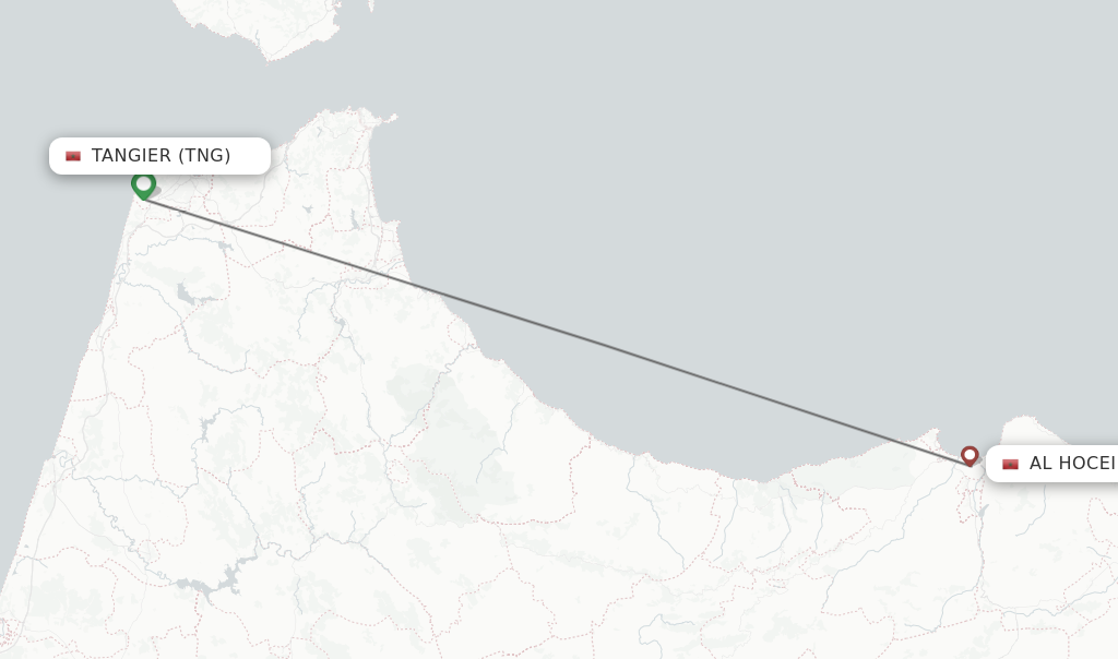 Flights from Tangier to Al Hoceima route map