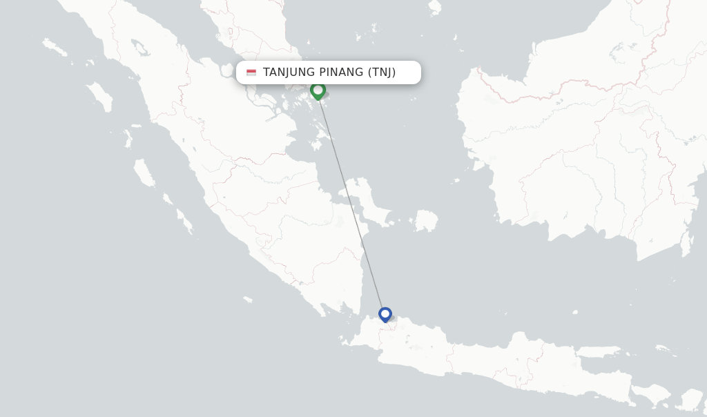Route map with flights from Tanjung Pinang with Garuda Indonesia