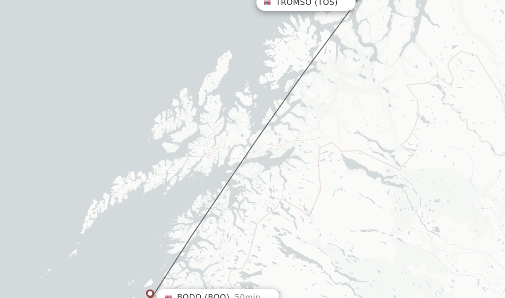 Flights from Tromso to Bodo route map