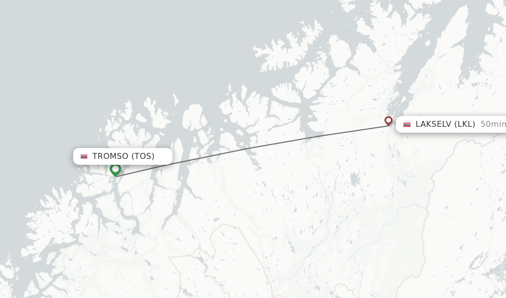 Flights from Tromso to Lakselv route map