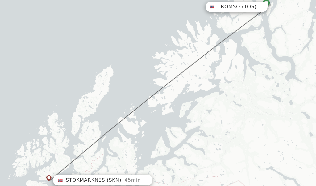 Flights from Tromso to Stokmarknes route map