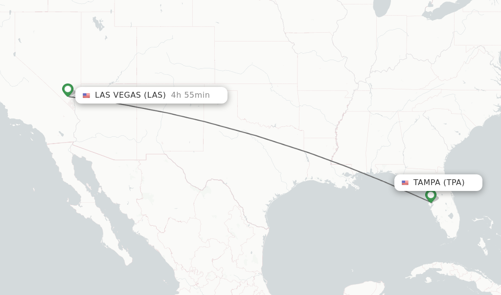 Flights from Tampa to Las Vegas route map