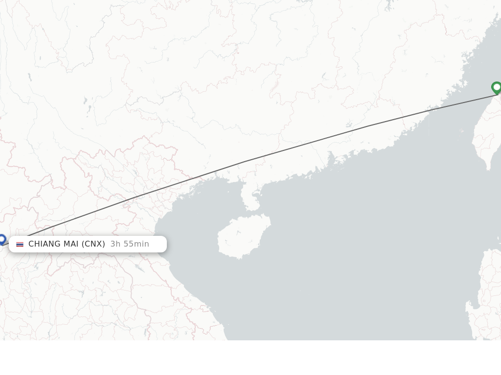 Flights from Taipei to Chiang Mai route map
