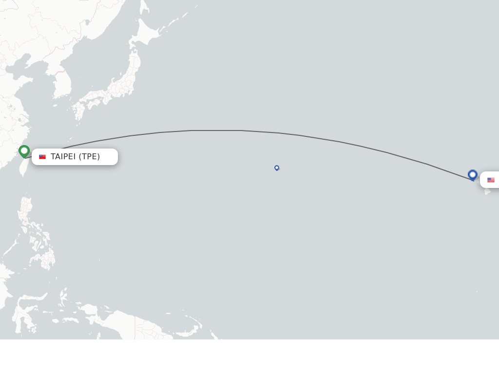 Flights from Taipei to Honolulu route map