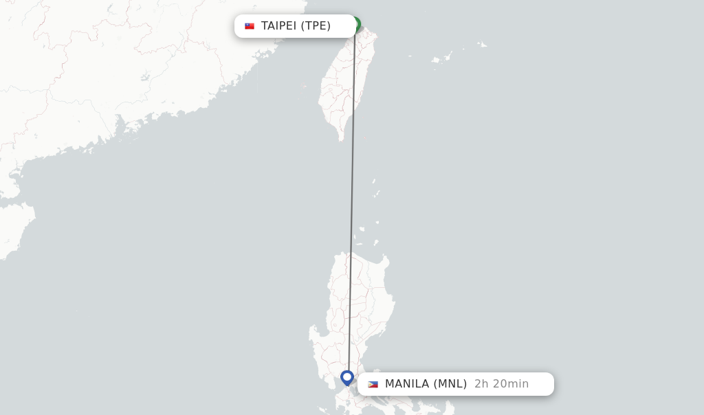 Flights from Taipei to Manila route map