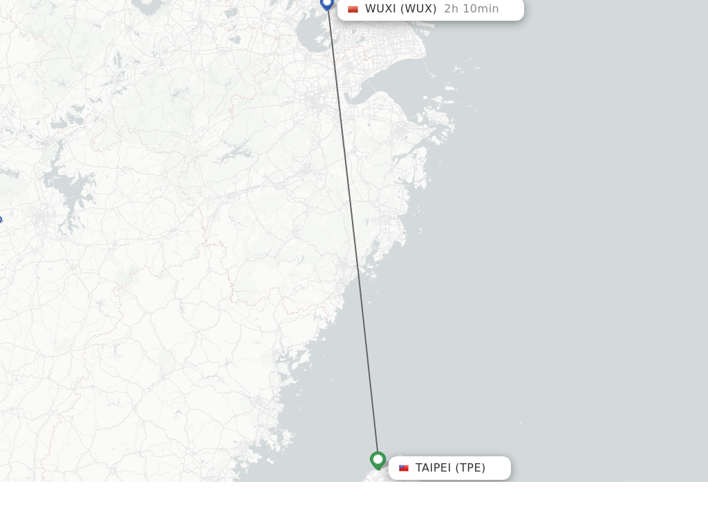Flights from Taipei to Wuxi route map