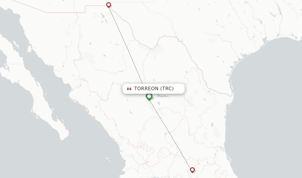 Route map with flights from Torreon with TAR Aerolineas