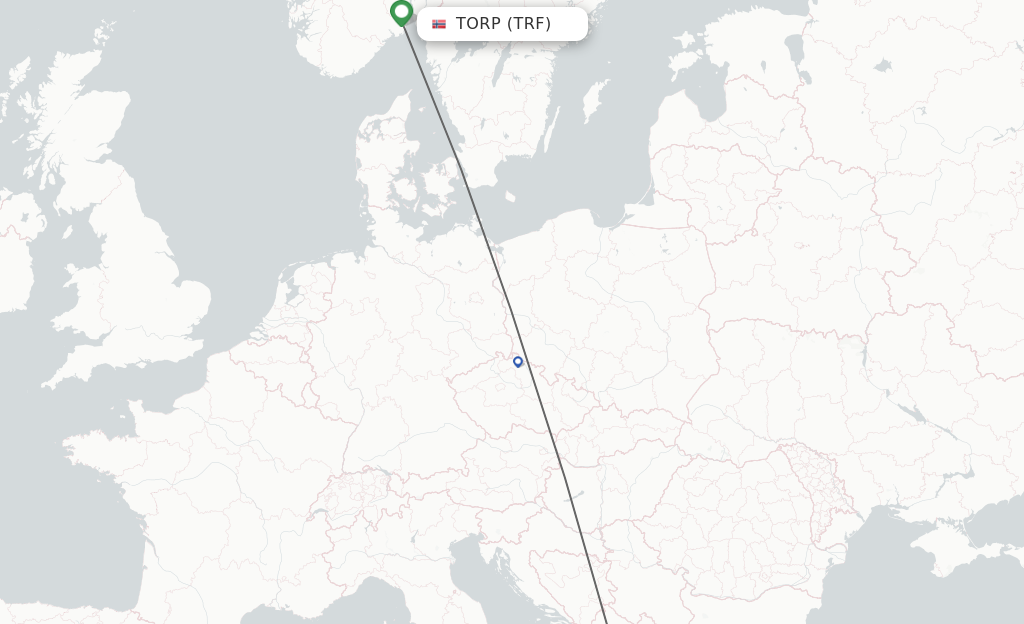 Flights from Sandefjord to Tirana route map