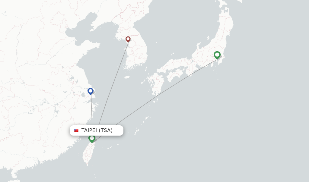 Route map with flights from Taipei with China Airlines