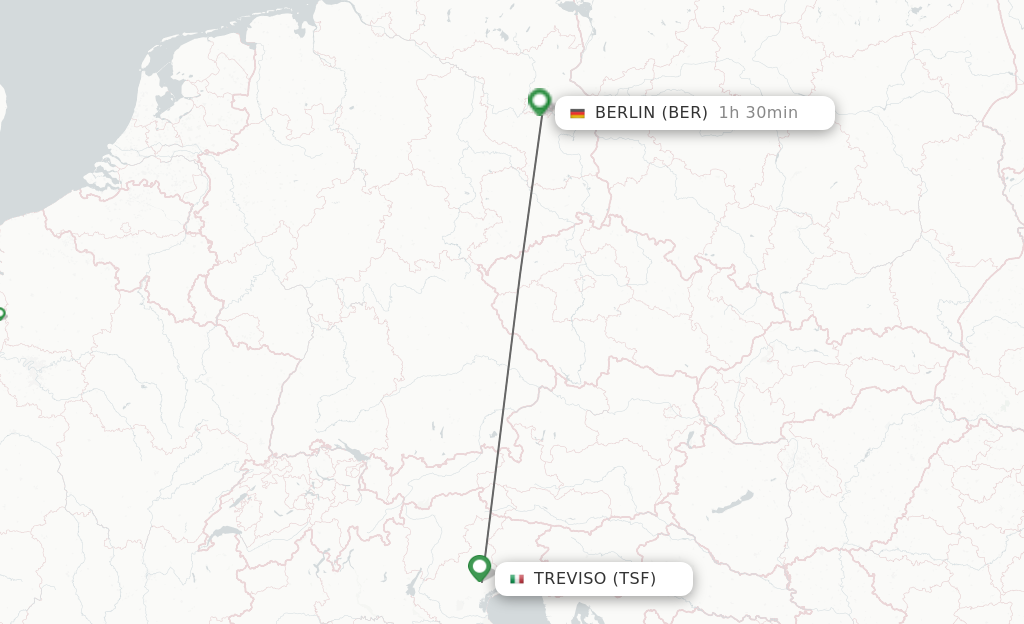 Flights from Venice to Berlin route map