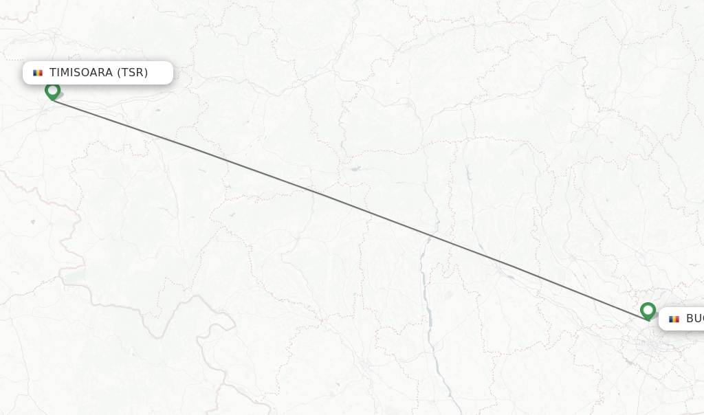 Flights from Timisoara to Bucharest route map