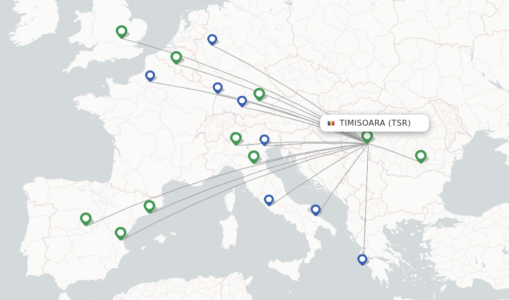 Timisoara flight map