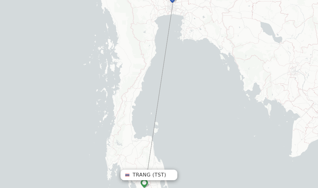 Route map with flights from Trang with Nok Air