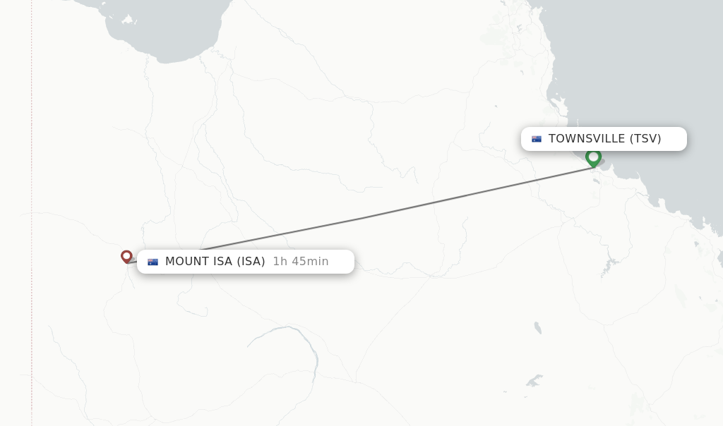 Flights from Townsville to Mount Isa route map