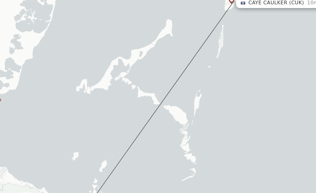 Flights from Belize City to Caye Caulker route map