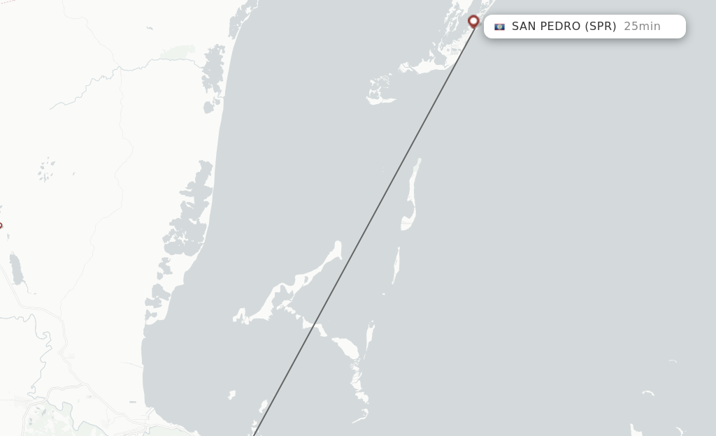 Flights from Belize City to San Pedro route map