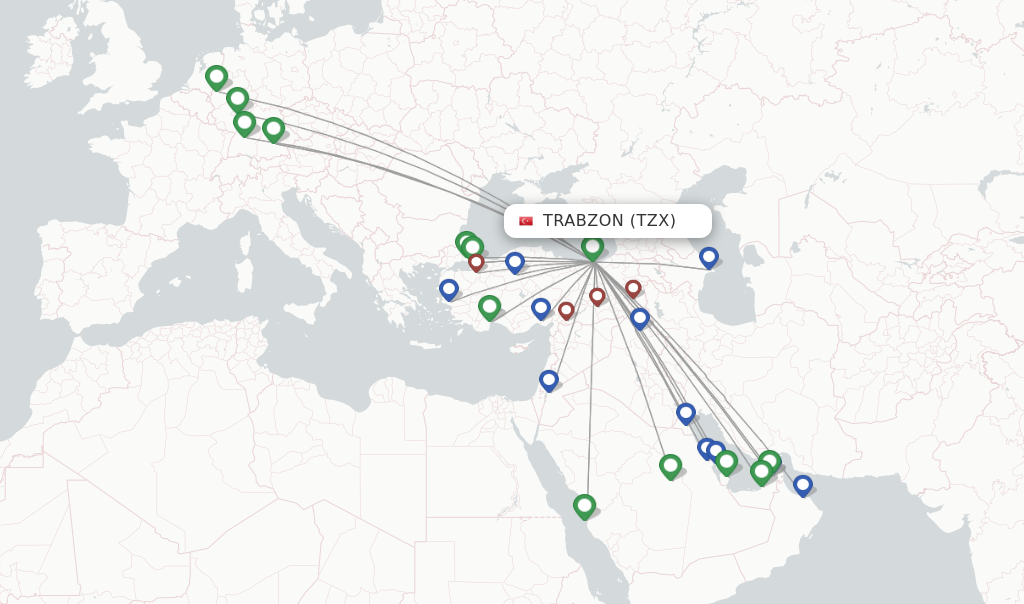 Trabzon flight map