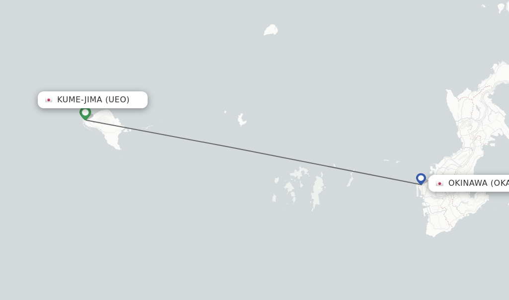 Flights from Kume-jima to Okinawa route map