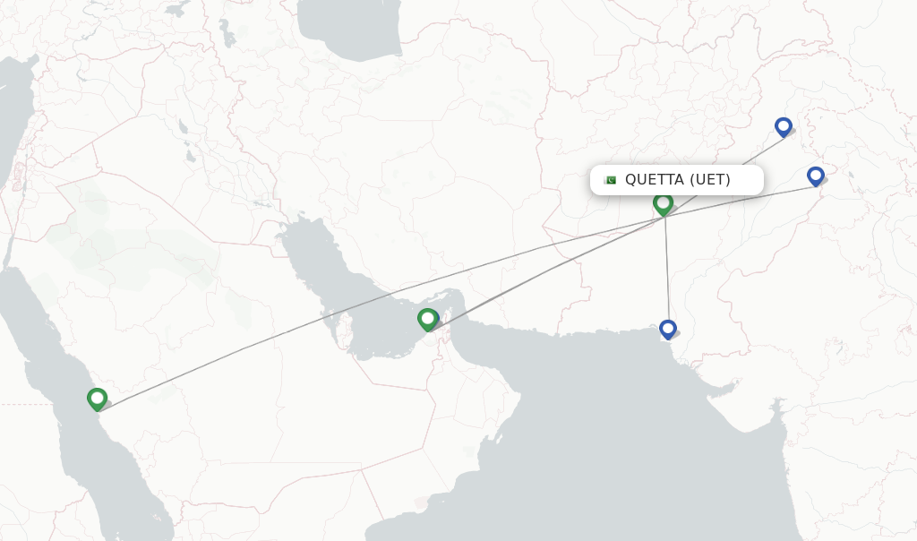Quetta flight map