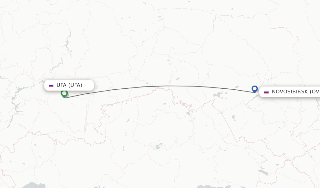 Flights from Ufa to Novosibirsk route map