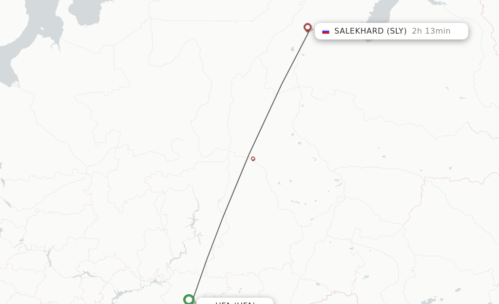 Flights from Ufa to Salekhard route map
