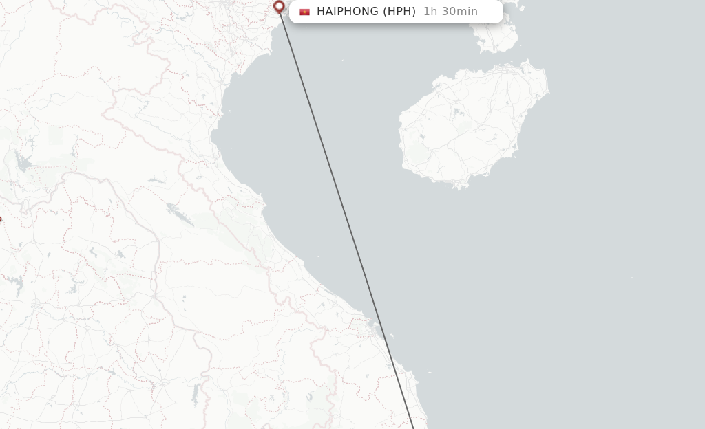 Flights from Qui Nhon to Haiphong route map