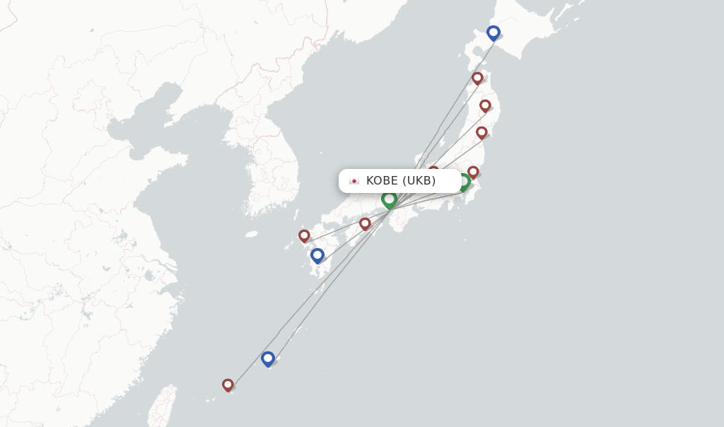 Flights from Kobe to Miyakojima route map