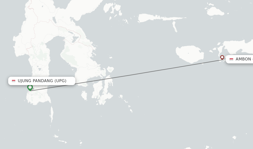 Flights from Ujung Pandang to Ambon route map