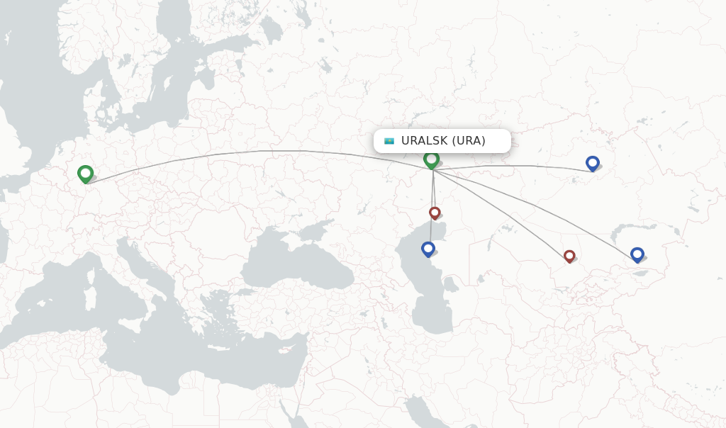 Uralsk flight map