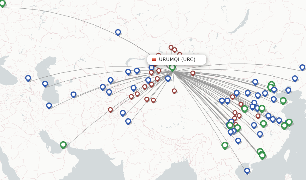 Urumqi flight map