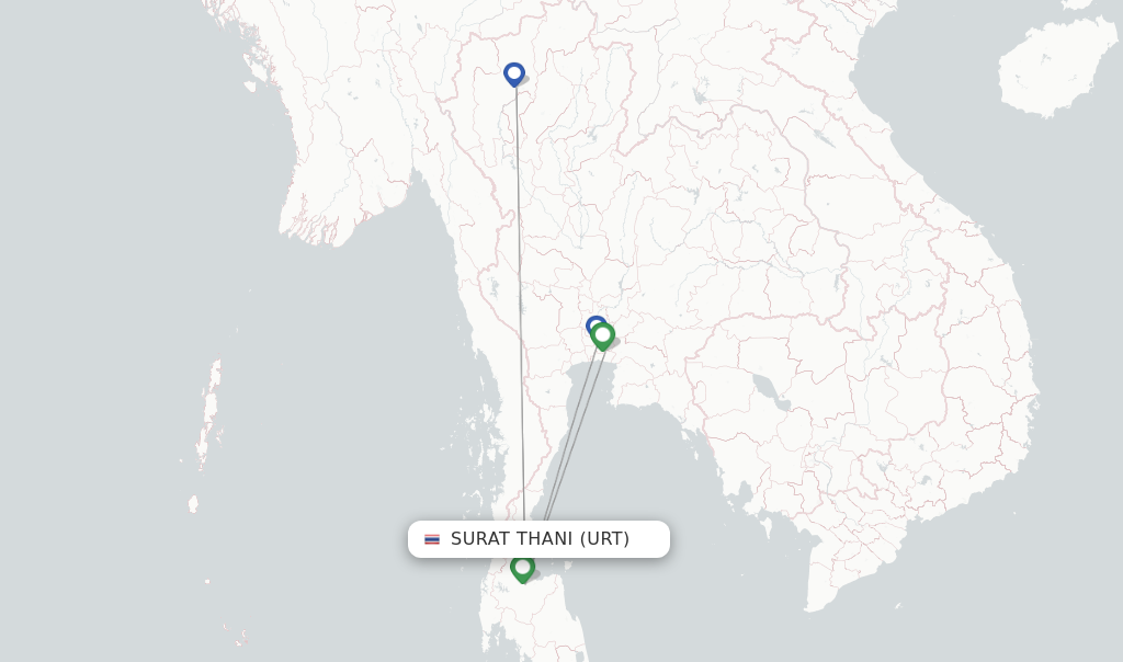 Surat Thani flight map