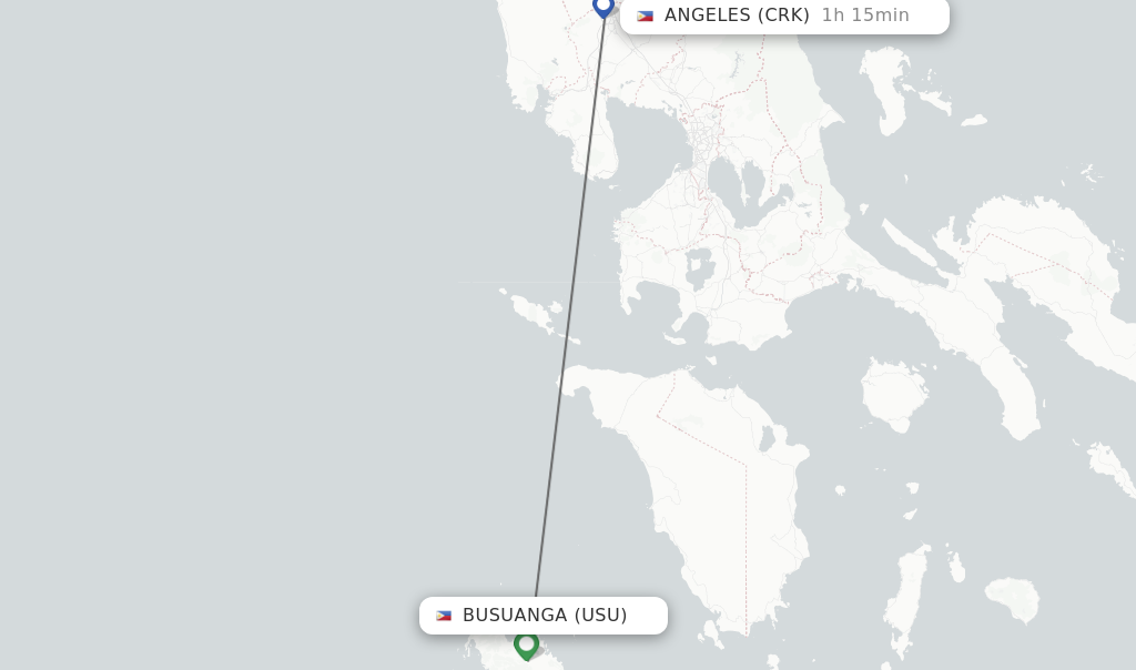 Flights from Busuanga to Angeles route map