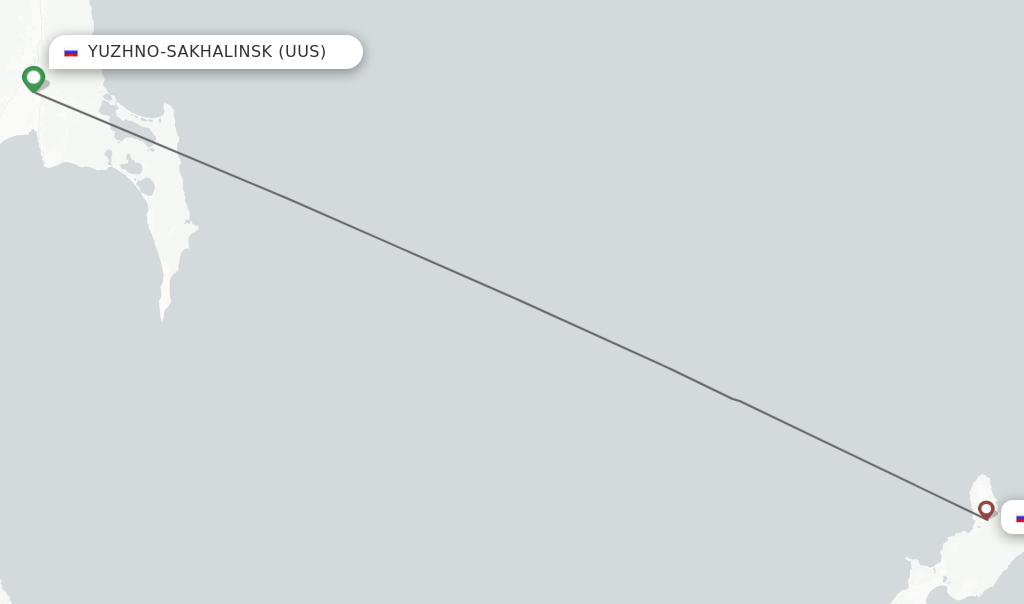 Flights from Yuzhno-Sakhalinsk to Iturup Island route map