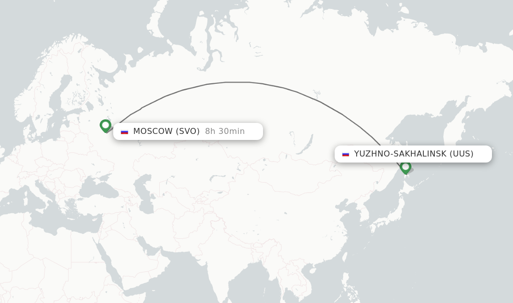 Flights from Yuzhno-Sakhalinsk to Moscow route map