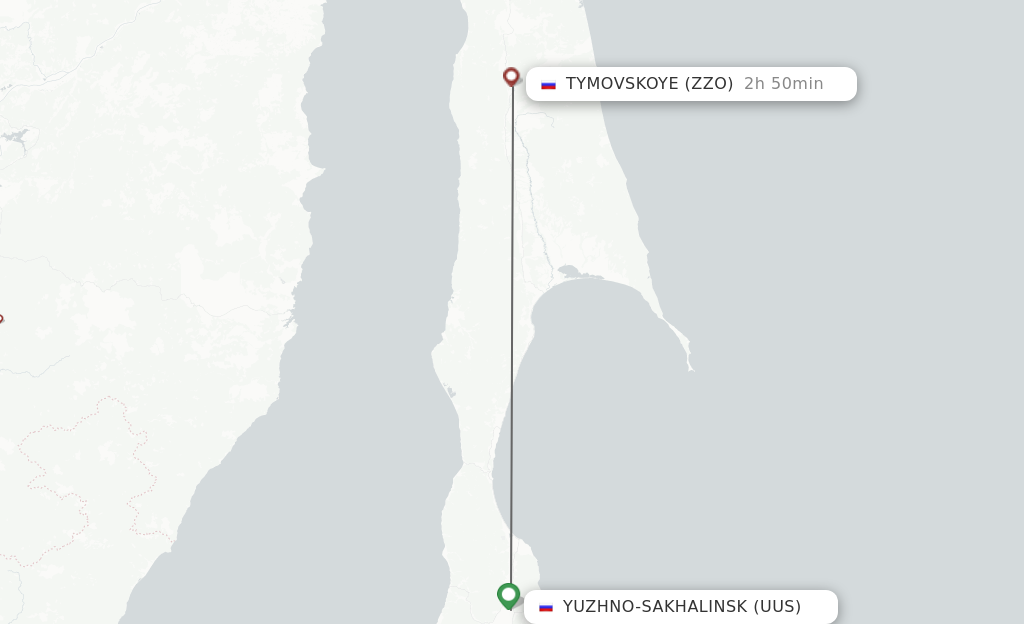 Flights from Yuzhno-Sakhalinsk to Tymovskoye route map