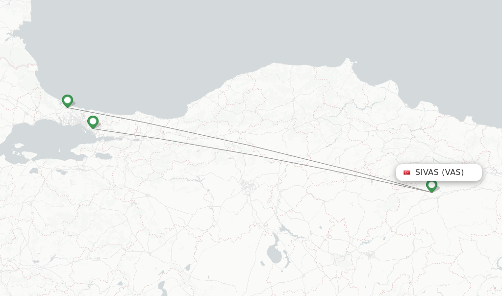 Sivas flight map