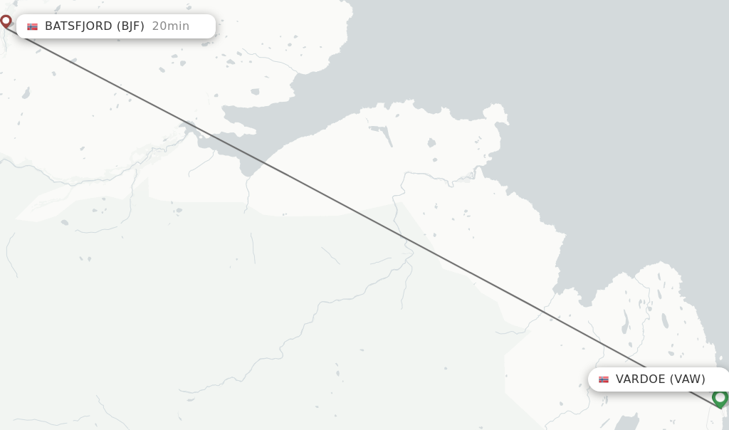 Flights from Vardoe to Batsfjord route map