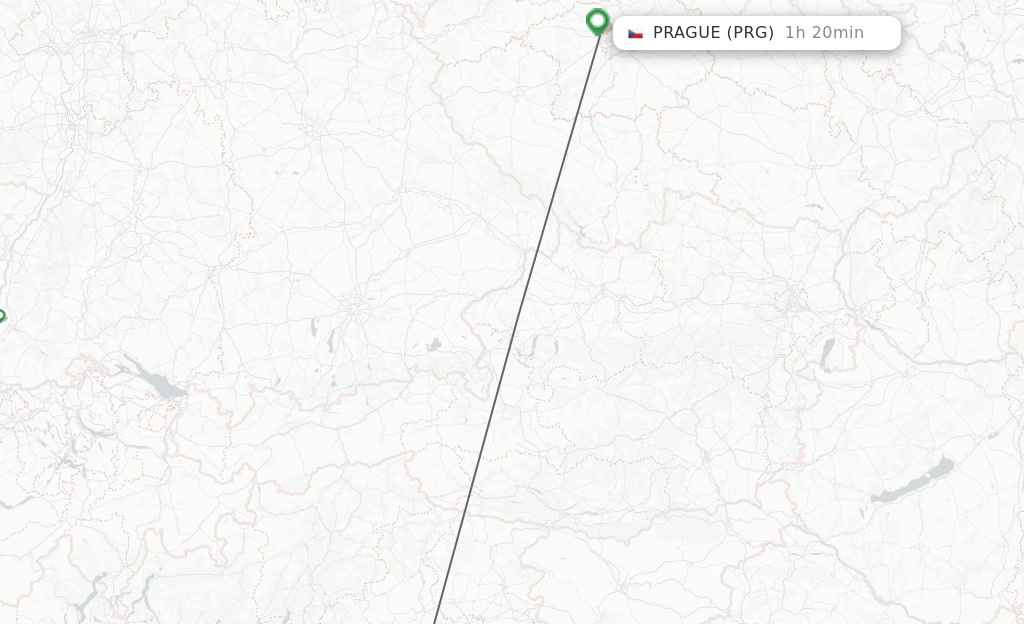 Flights from Venice to Prague route map