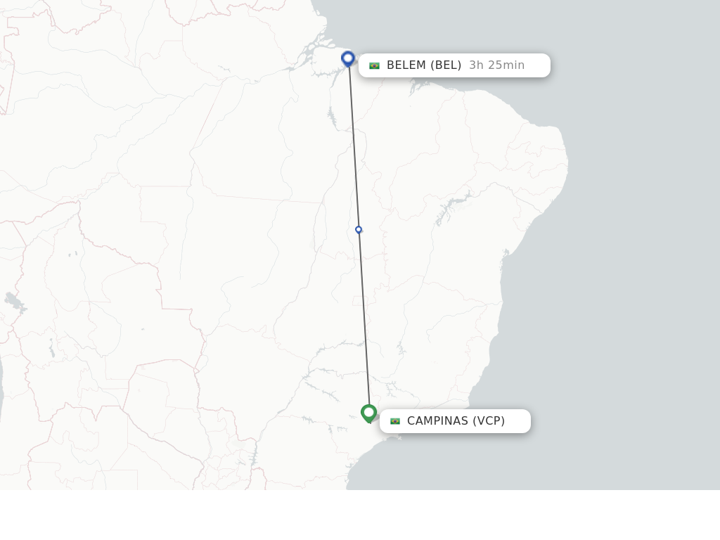 Flights from Campinas to Belem route map