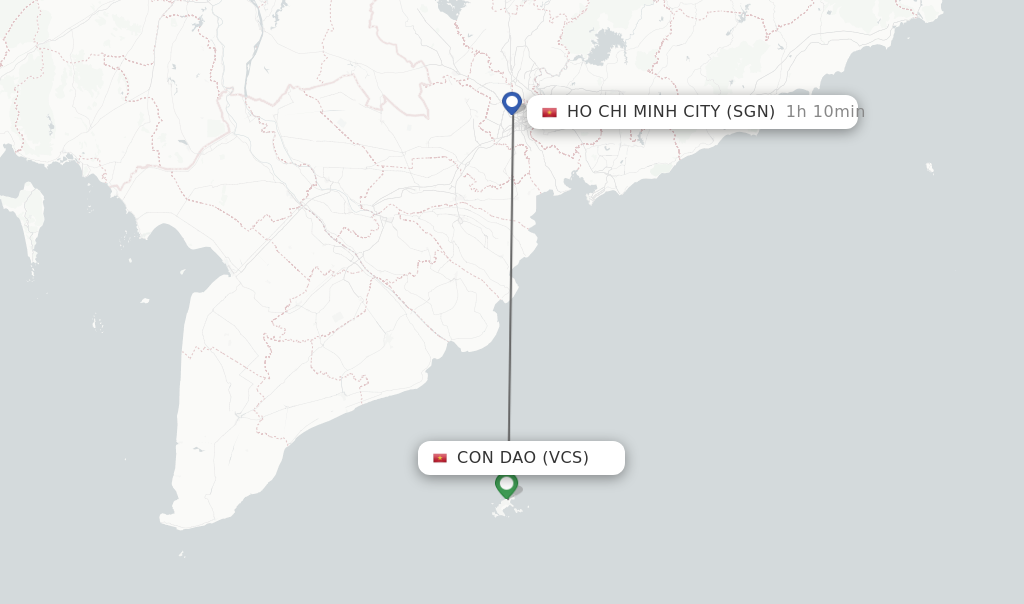 Flights from Con Dao to Ho Chi Minh City route map