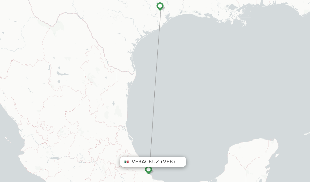 Route map with flights from Veracruz with United