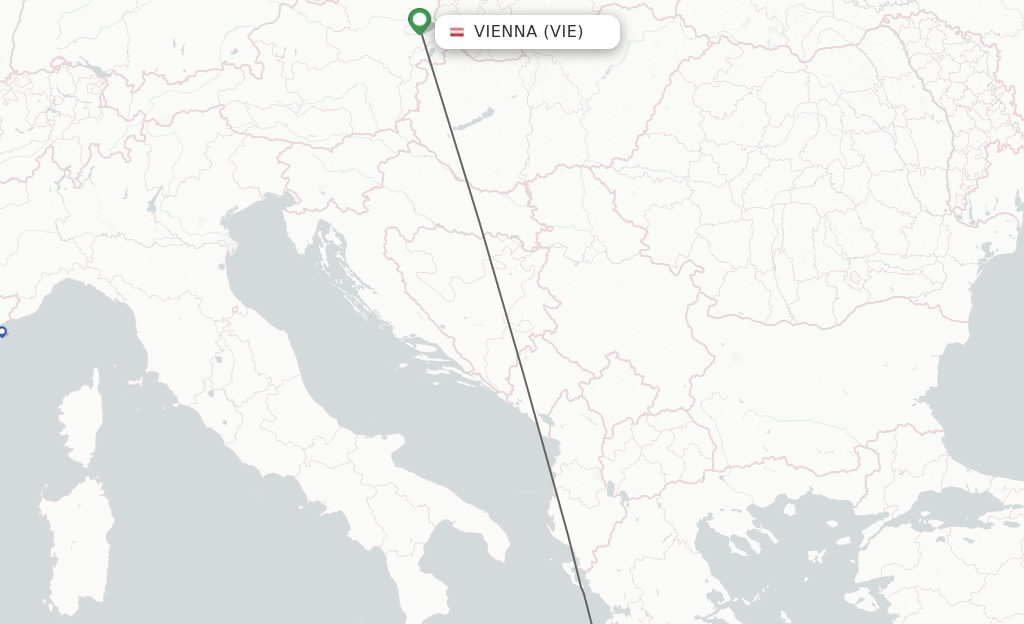 Flights from Vienna to Kefallinia route map