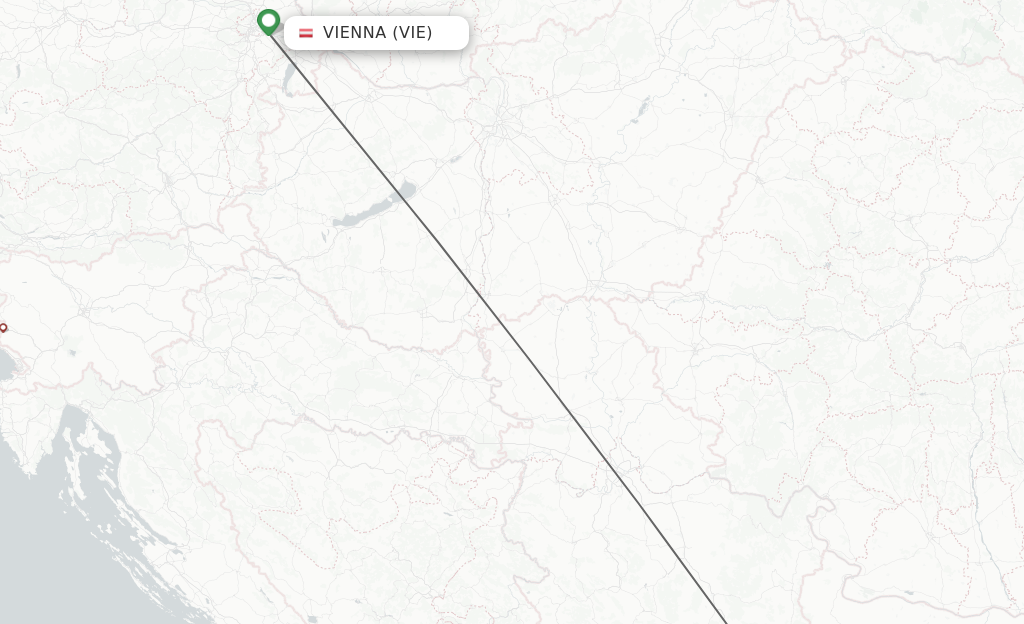 Flights from Vienna to Nis route map
