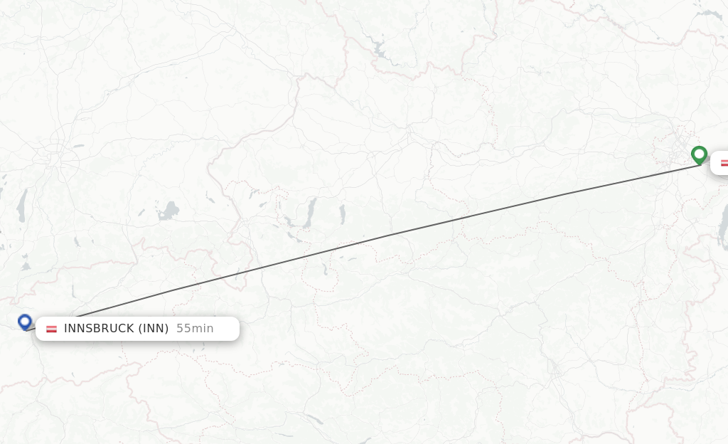 Flights from Vienna to Innsbruck route map