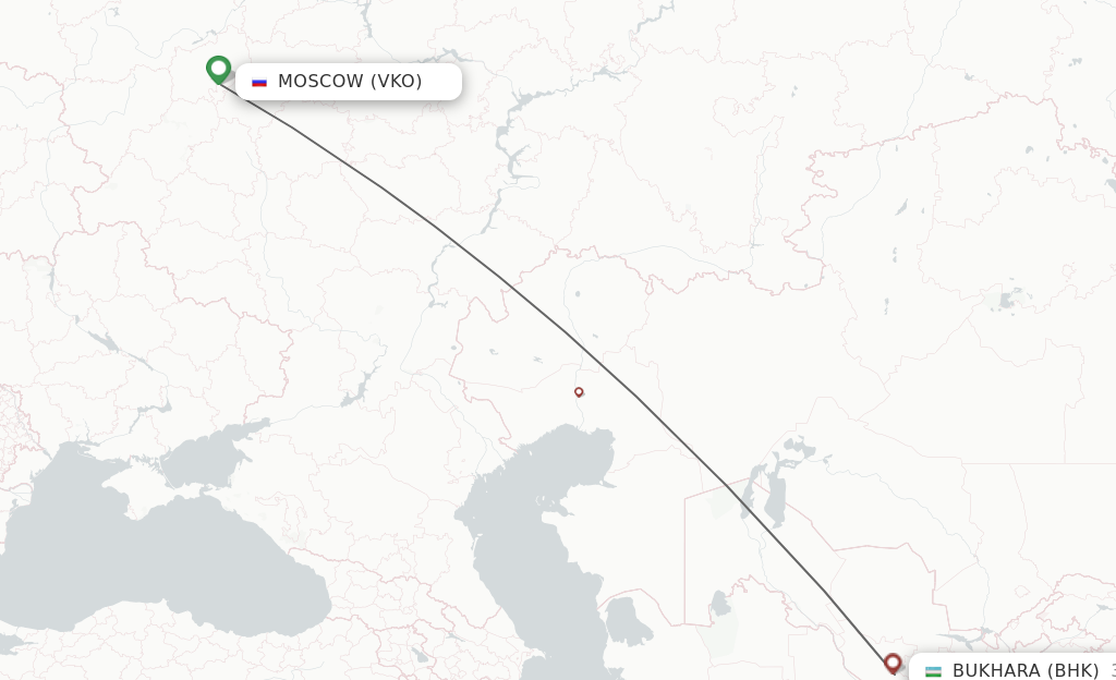 Flights from Moscow to Bukhara route map