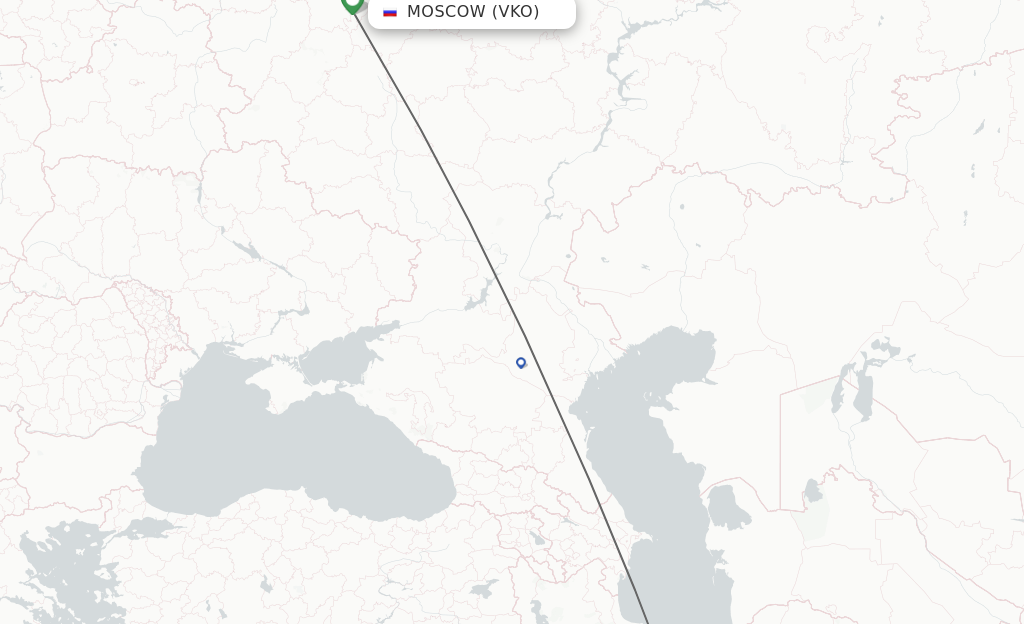 Flights from Moscow to Tehran route map
