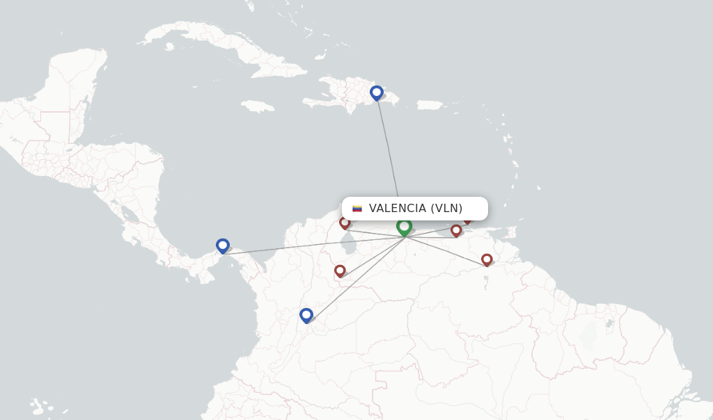 Flights from Valencia to San Antonio del Tachira route map