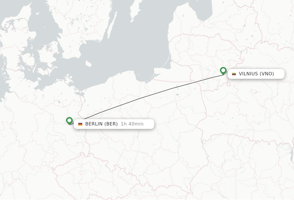 Flights from Vilnius to Berlin route map