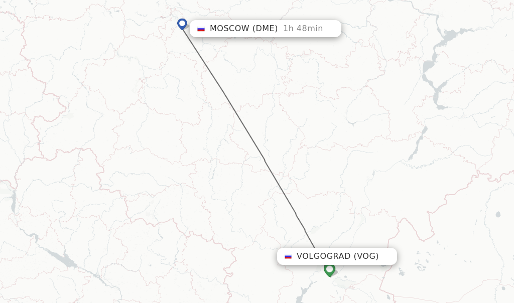 Flights from Volgograd to Moscow route map